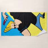 Johnny Bravo Combing Hair ビーチタオル (正面)