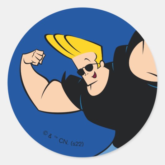 Johnny Bravo Iconic Pose ラウンドシール (正面)