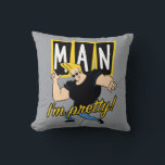 Johnny Bravo - Man I'm Pretty クッション<br><div class="desc">Check out this vintage style graphic of Johny Bravo that reads: "Man I'm Pretty!".</div>