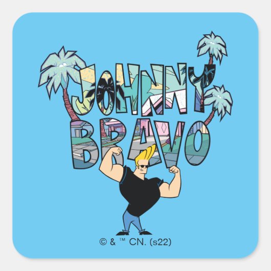 Johnny Bravo Palm Tree Name スクエアシール (正面)