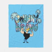 Johnny Bravo Palm Tree Name フリースブランケット (正面)