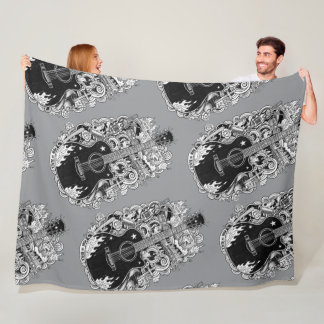 Johnny Cash Inspired Guitar Blanket フリースブランケット
