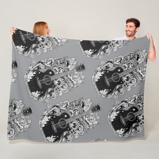 Johnny Cash Inspired Guitar Blanket フリースブランケット (インサイチュ)