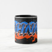 Johnny Vorname Name Graffiti blue orange Tasse マグカップ (中央)