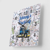 Johnny's Trucking Road Map Square Wall Clock スクエア壁時計 (傾斜)