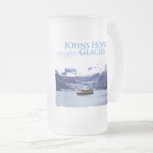 Johns Hopkinsの氷河曇らされたガラスのマグ フロストグラスビールジョッキ (正面右)