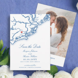 Johns Island SC Map Elegant Navy Blue Wedding セーブザデート