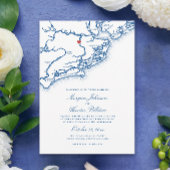 Johns Island SC Map Elegant Navy Blue Wedding 招待状