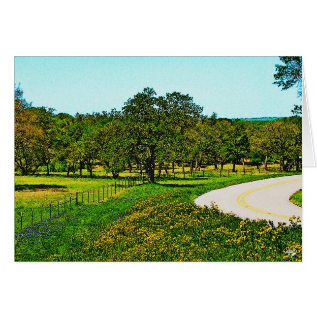 Johnson City、TXの近くでロビンソンの服を着せられた道を黄色にして下さい (正面横)