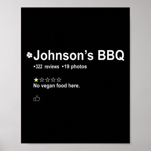 Johnson's Bbq NoビーガンフードはこちらOne Star In Back ポスター (正面)