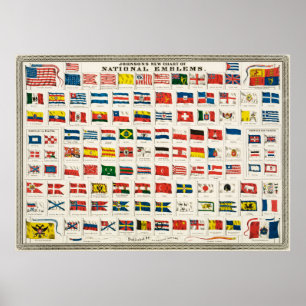 Johnson's new chart of national emblems, 1868 ポスター