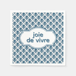 Joie De Vivre Elegant French Tapestry Blue White スタンダードカクテルナプキン