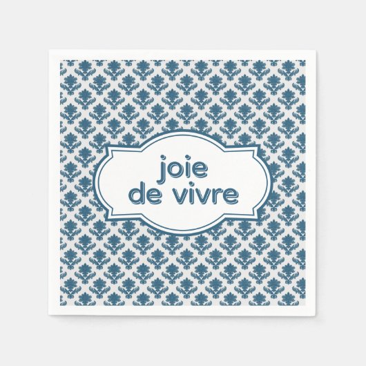 Joie De Vivre Elegant French Tapestry Blue White スタンダードカクテルナプキン (正面)