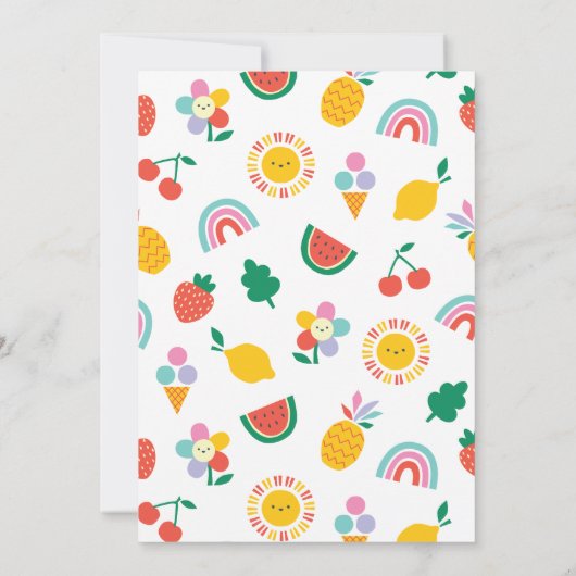 Join in the Fun Coloful Playful First Birthday 招待状 (裏面)