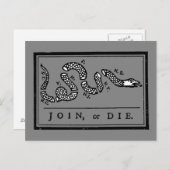Join Or Die Cartoon, 1754 ポストカード (正面/裏面)