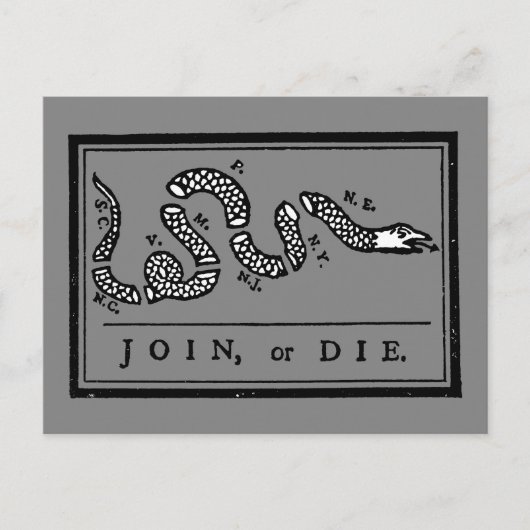 Join Or Die Cartoon, 1754 ポストカード (正面)