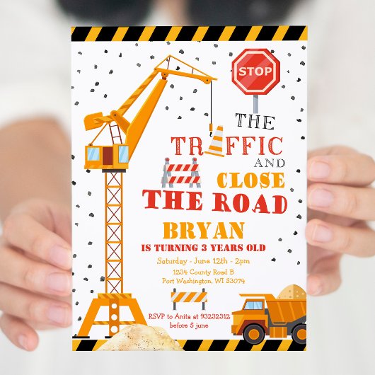 Join the Crew Boy Construction Birthday Invitation 招待状