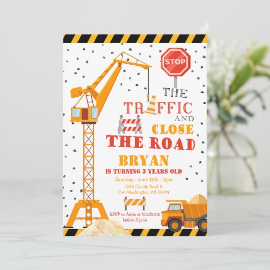 Join the Crew Boy Construction Birthday Invitation 招待状 (スタンド正面)