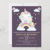 Join the magical celebration, Cute Unicorn Girl 招待状 (正面)