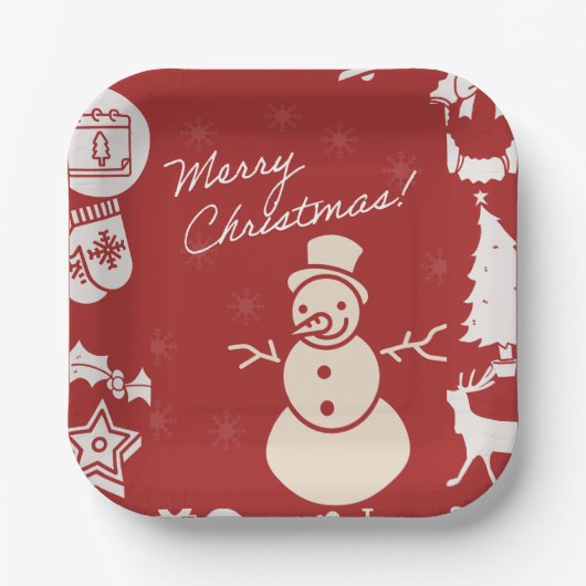 "Join Us for a Holly Jolly Christmas Party!" ペーパープレート (正面)