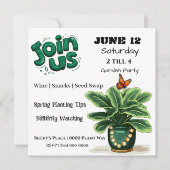 Join Us Plants and Butterflies Garden Party Invite 招待状 (正面)