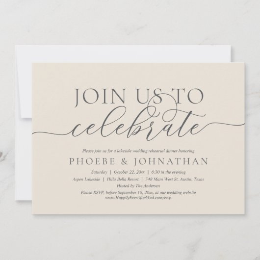 Join Us To Celebrate, Wedding Rehearsal Dinner 招待状 (正面)