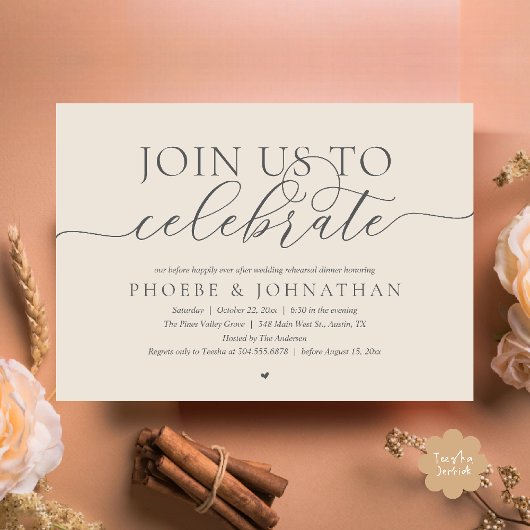 Join Us To Celebrate, Wedding Rehearsal Dinner 招待状