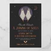 Joining of Souls Ghosts Lesbian Save the Date 箔招待状 (正面)