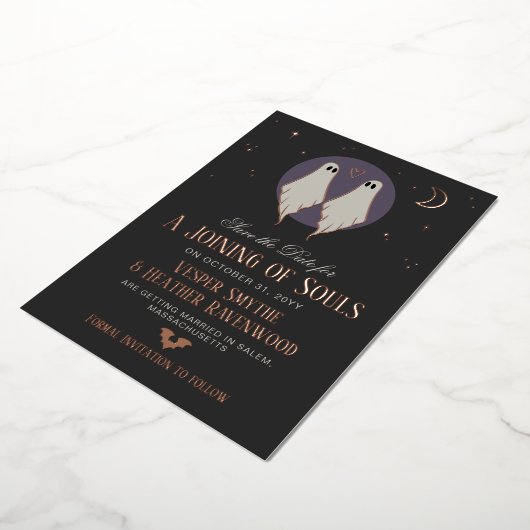 Joining of Souls Ghosts Lesbian Save the Date 箔招待状 (回転した状態)