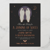 Joining of Souls Halloween Gay Save the Date 箔招待状 (正面)