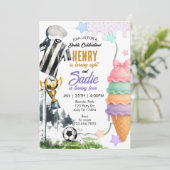 Joint Birthday, Game Time, Soccer, Ice cream 招待状 (スタンド正面)