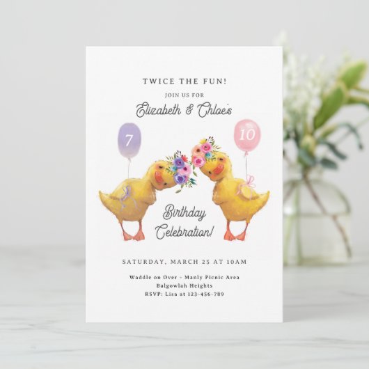 Joint Birthday Invite, Duck Double Party 招待状 (スタンド正面)