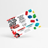 Joint Building Blocks & Race Cars Sibling Birthday 招待状