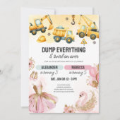 Joint Construction & Ballerina Sibling Birthday 招待状 (正面)