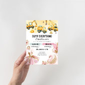 Joint Construction & Ballerina Sibling Birthday 招待状