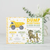 Joint Dinosaur and Construction Siblings Birthday 招待状 (スタンド正面)