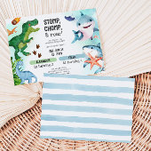 Joint Dinosaur & Sharks Sibling Birthday 招待状