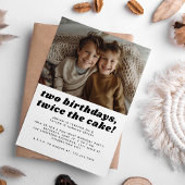 Joint Kids兄弟姉妹誕生日パーティーモダン写真 招待状