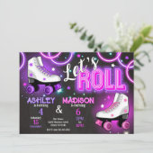 Joint Roller Skating Birthday Party Neon Glow 招待状 (スタンド正面)