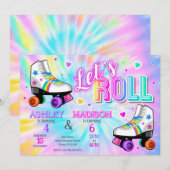 Joint Roller Skating Birthday Party Tie Dye 招待状 (正面/裏面)