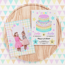 Joint Sisters Rainbow Birthday Partyの写真 招待状