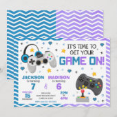 Joint Video Game Birthday Invitation | Gamer Party 招待状 (正面/裏面)