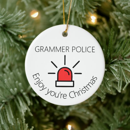 Joke Grammar警察の秘密のサンタギフト セラミックオーナメント (ツリー)