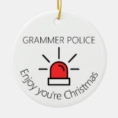 Joke Grammar警察の秘密のサンタギフト セラミックオーナメント (正面)