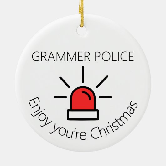 Joke Grammar警察の秘密のサンタギフト セラミックオーナメント (裏面)