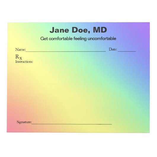 Joke prescription rainbow - 11" x 8.5" Notepad ノートパッド (正面)