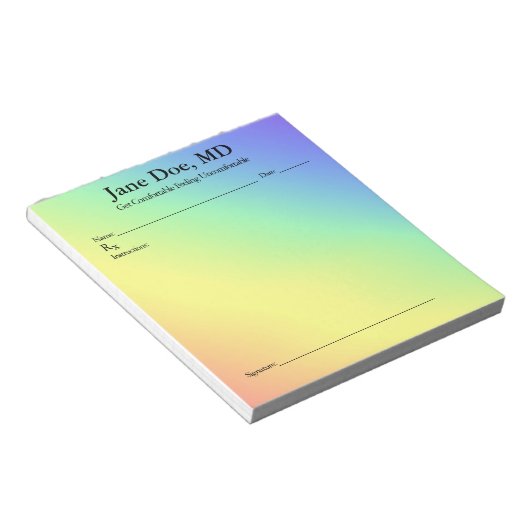 Joke prescription rainbow pad  - 5.5" x 6" Notepad ノートパッド (アングル)