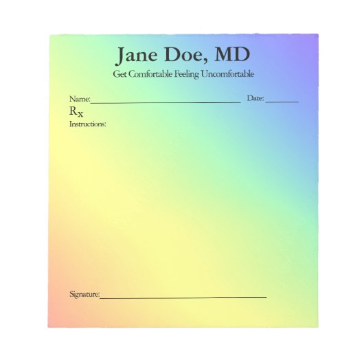 Joke prescription rainbow pad  - 5.5" x 6" Notepad ノートパッド (正面)