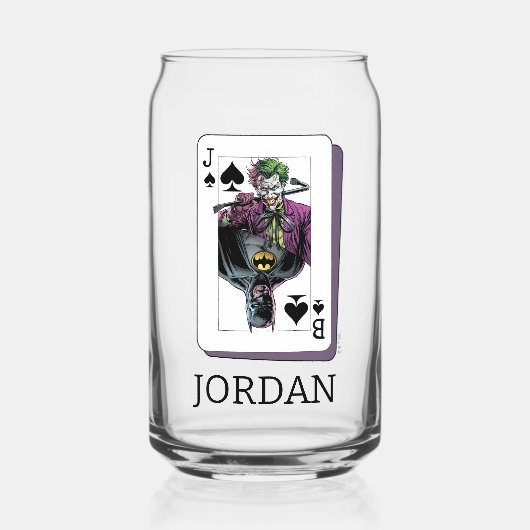 Joker and Batman Spade Playing Card Illustration ガラス缶 (正面)