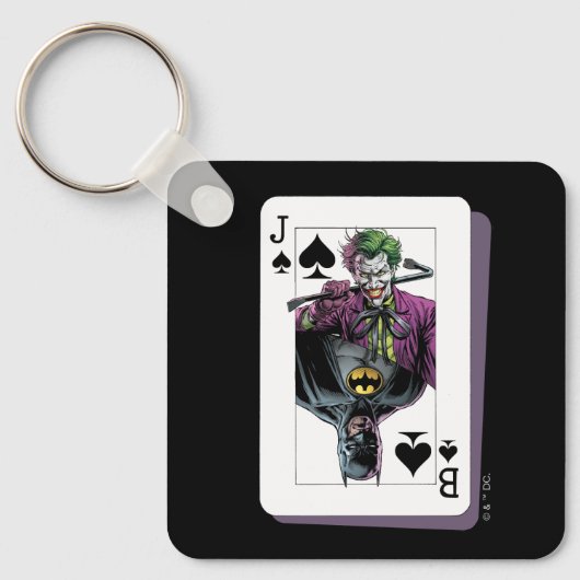 Joker and Batman Spade Playing Card Illustration キーホルダー (正面)